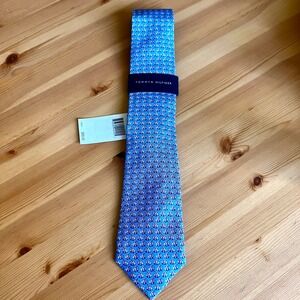 Tommy Hilfiger Fish Print Necktie Silk Blue Novelty Tie MSRP‎ $69.50